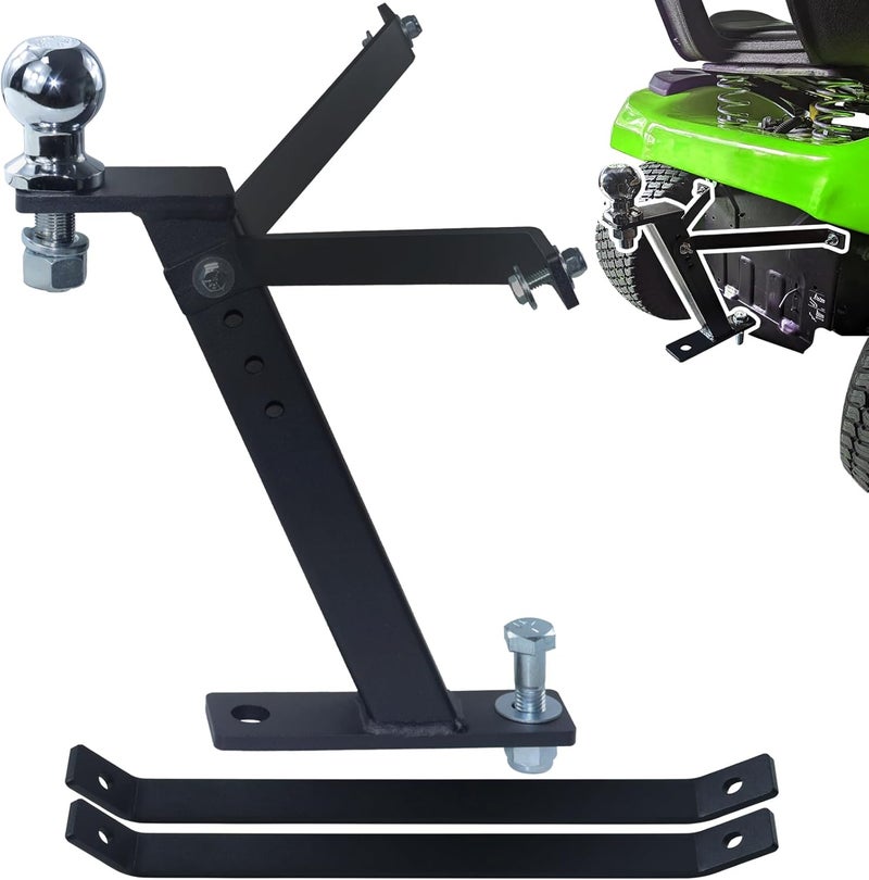 POSEAGLE Lawn Mower Trailer Towing Hitch with Chrome Trailer Hitch Ball, 3,500 lbs, 2 Inch Diameter, 3/4 x 2-Inch Shank for Cub Cadet Husqvarna Riding Mowers - Image 1